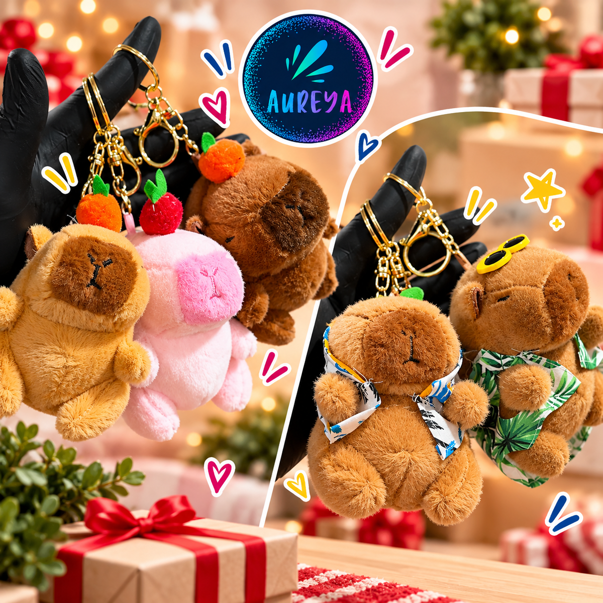 Cute Capybara Plush Keychain