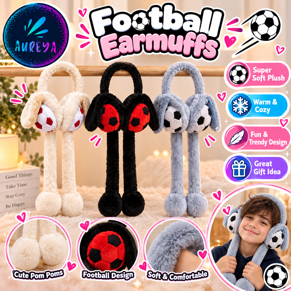 Football Plush Earmuffs