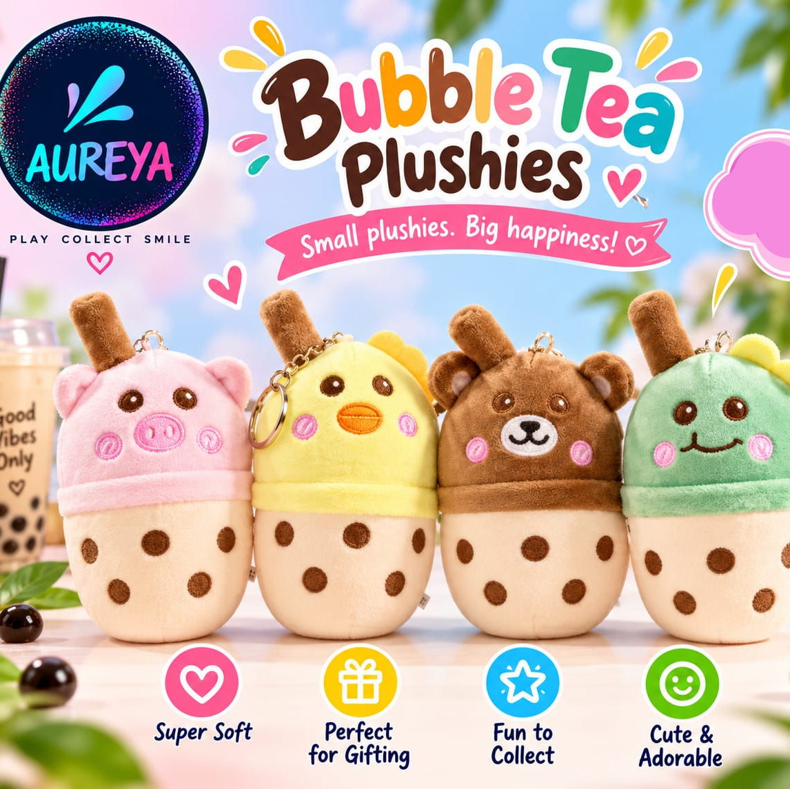 Mini Bubble Tea Plushie Keychain