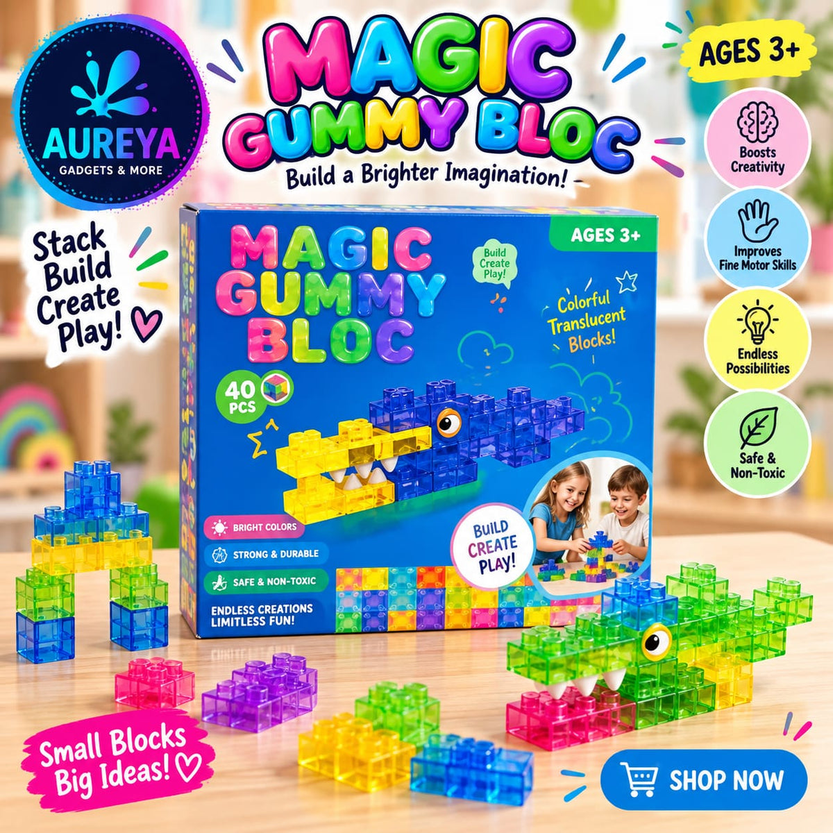 Magic Gummy Blocks – 40 Pieces