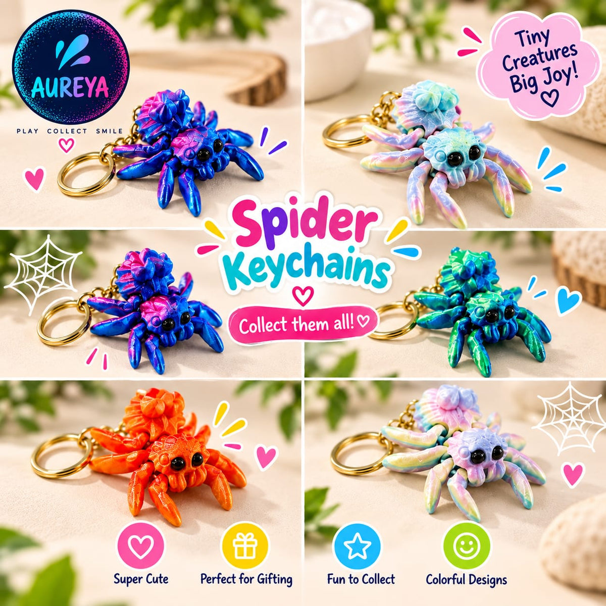 Colorful Spider Keychain