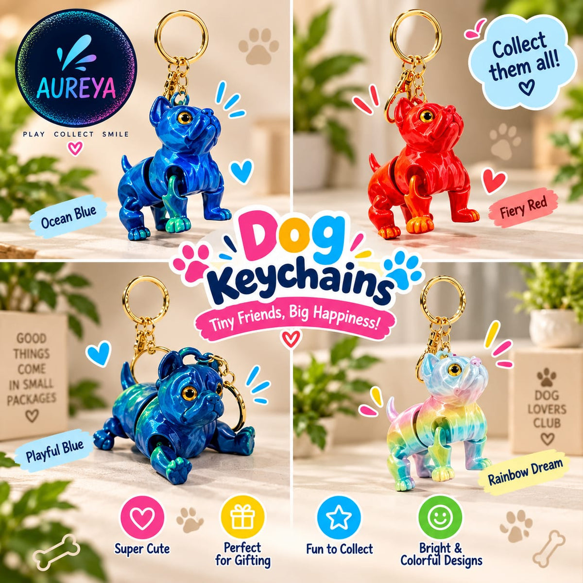 Colorful Dog Keychain