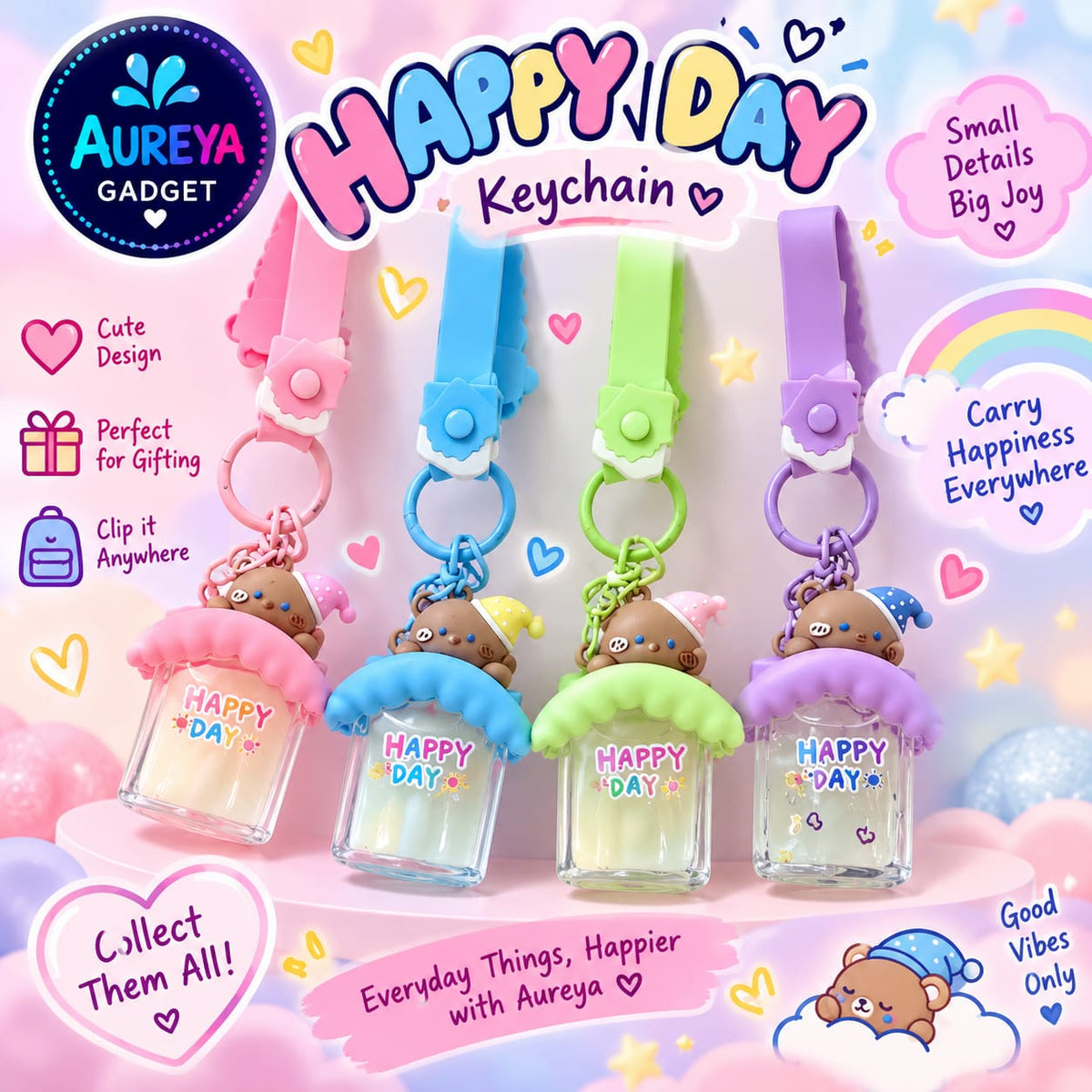 Happy Day Cup Keychain