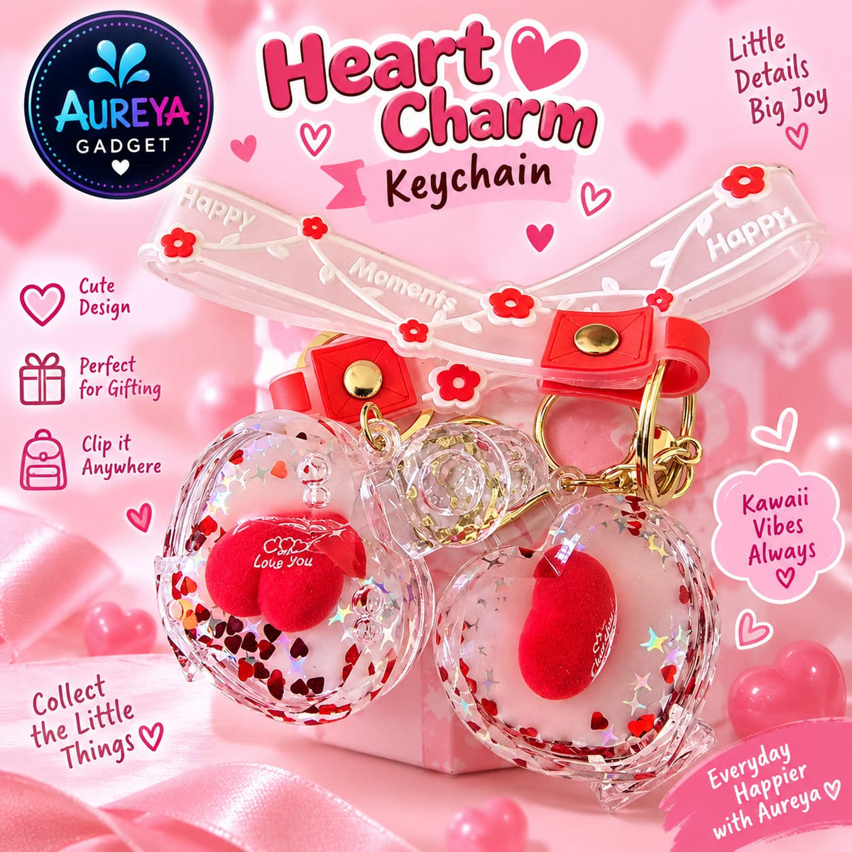 Heart Charm Keychain