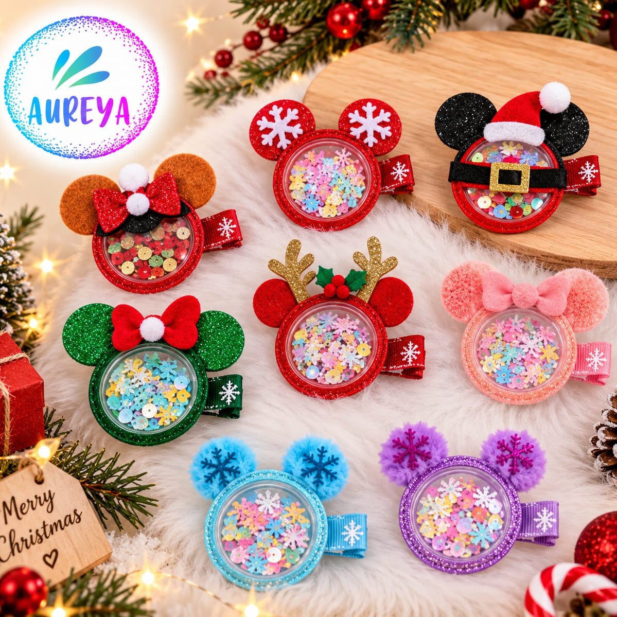 Christmas Glitter Hair Clips