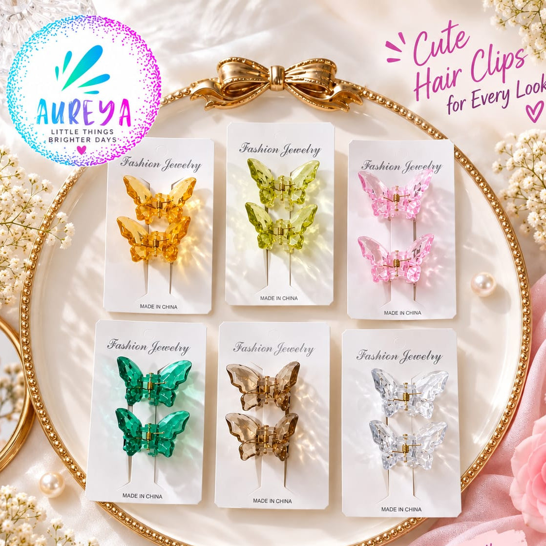 Crystal Butterfly Hair Clips