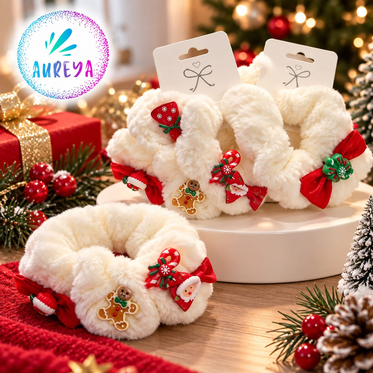 Christmas Hair Fur Scrunchies
