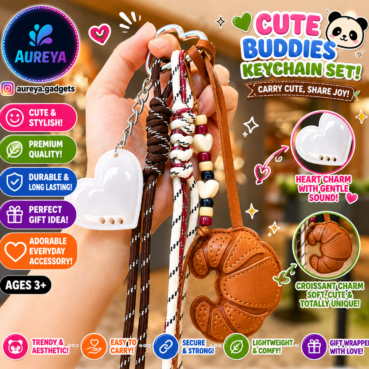 Cute Croissant Keychain